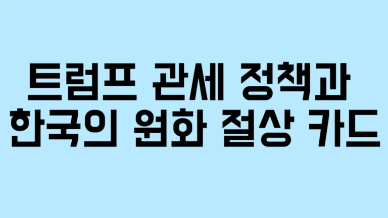 트럼프 관세 정책과 한국의 원화 절상 카드