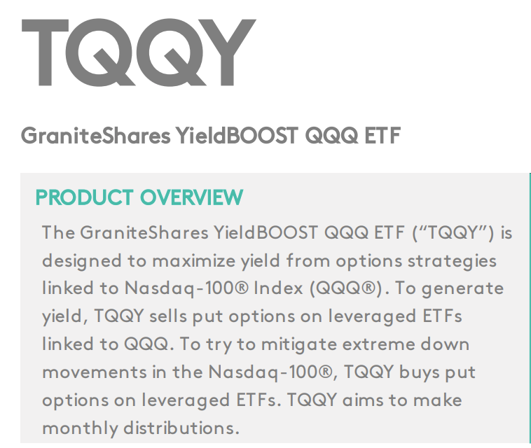 TQQY : 나스닥 100 인덱스 기반 고수익 옵션 전략 ETF